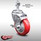 Service Caster 4 Inch SS Red Polyurethane Swivel 12mm Threaded Stem Caster with Brake SCC SCC-SSTS20S414-PPUB-RED-TLB-M1215 - alternate 1